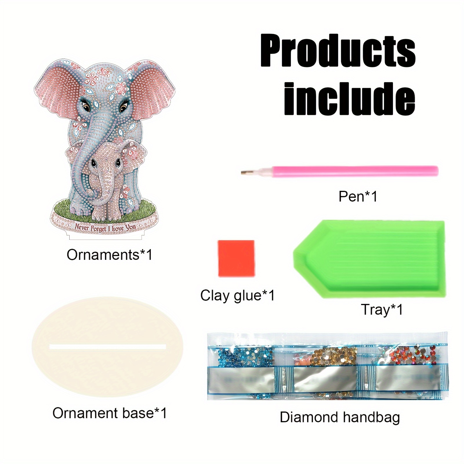 DIY Diamond Painting Kits for Teens,Elephant Cartoon Cute Animal,5D Full  Round Drill Diamond Painting kit Christmas Thanksgiving Decorati,40x50cm