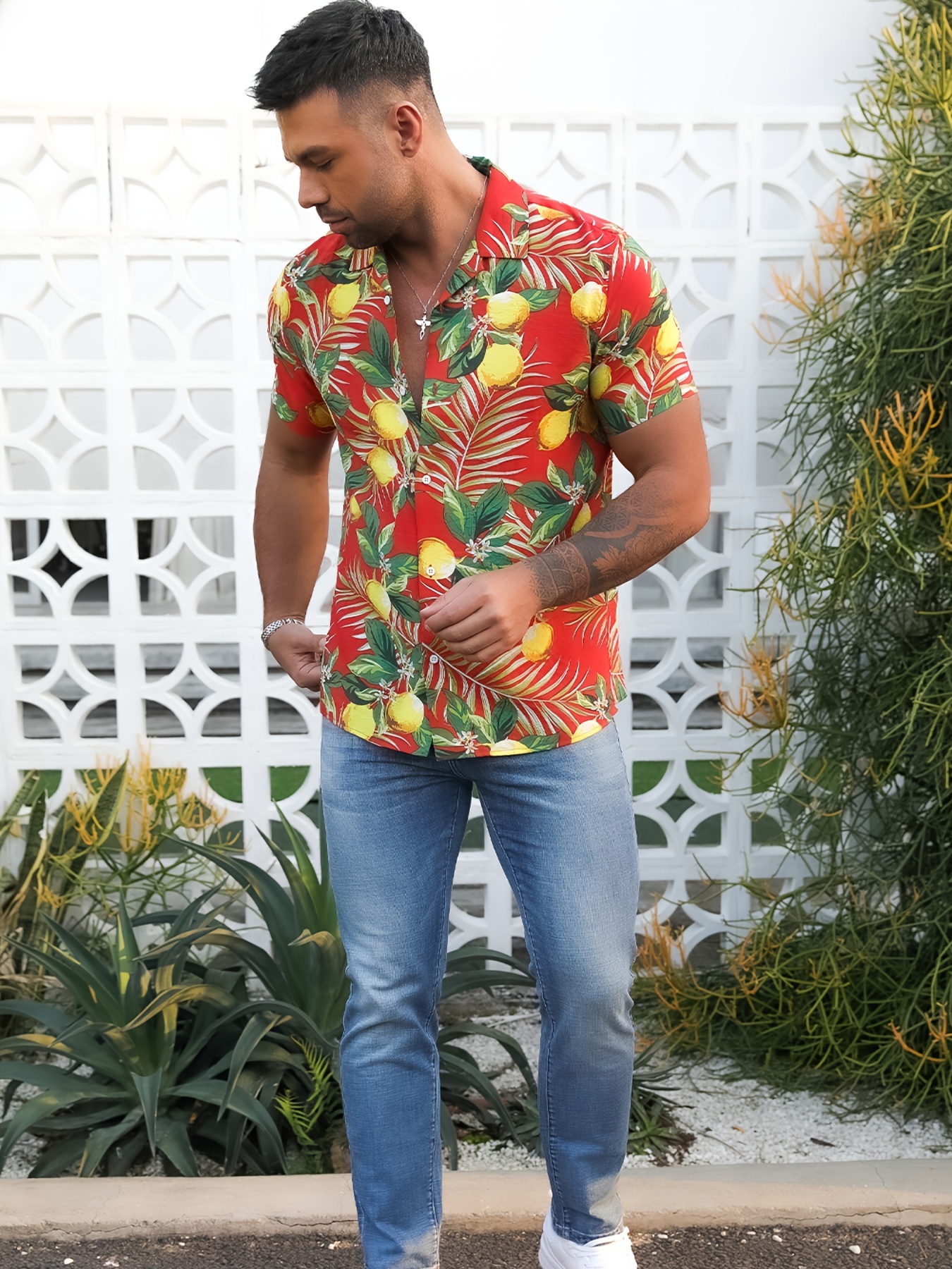 Ayolanni Men's Summer Fashion Hawaiian Style Short Sleeve Casual Shirts 