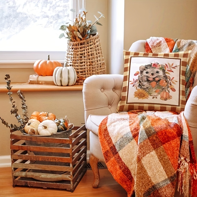 Fall Pillow Cover Pumpkin Thanksgiving Halloween Dwarf Sofa Pillow