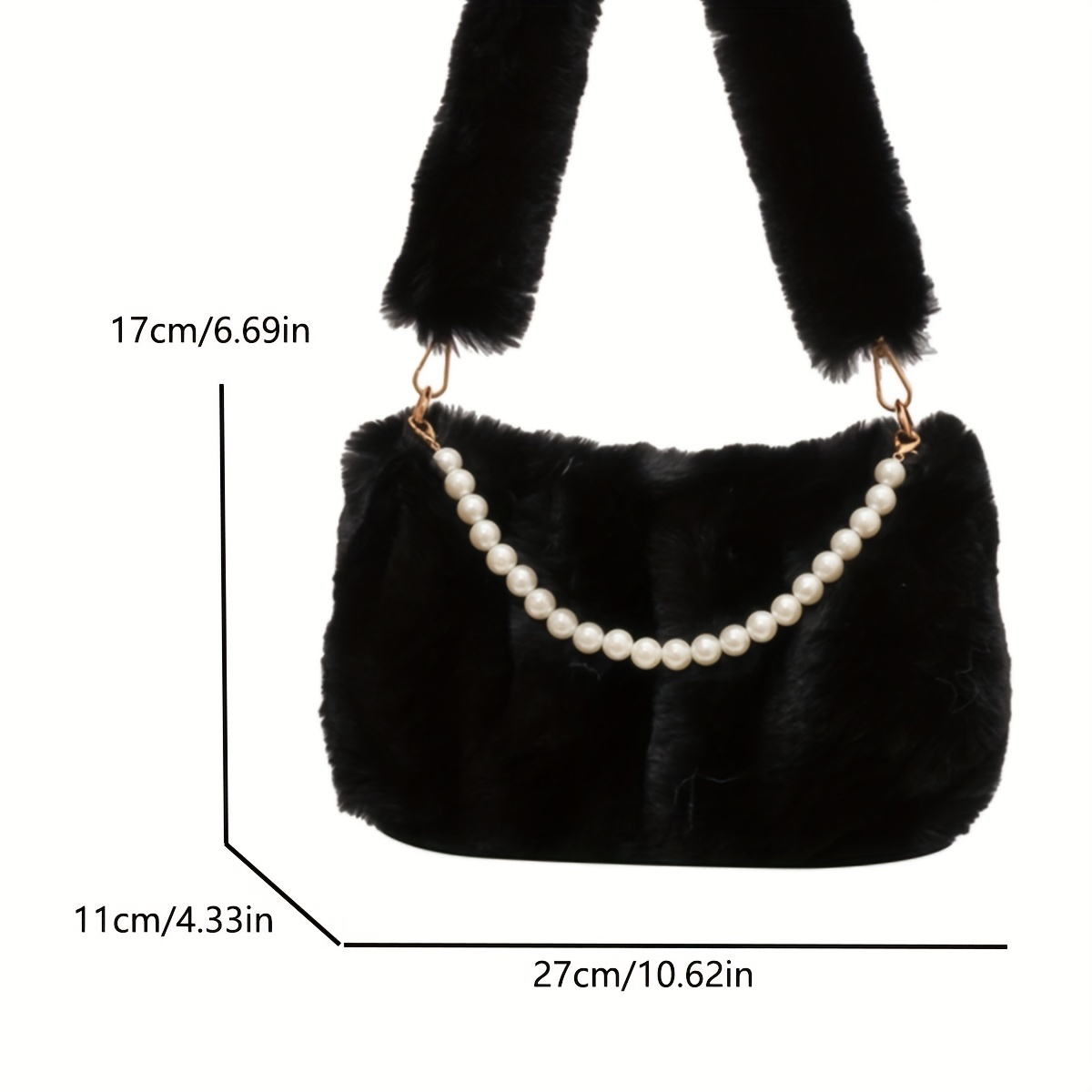 Chain Decor Fuzzy Hobo Bag