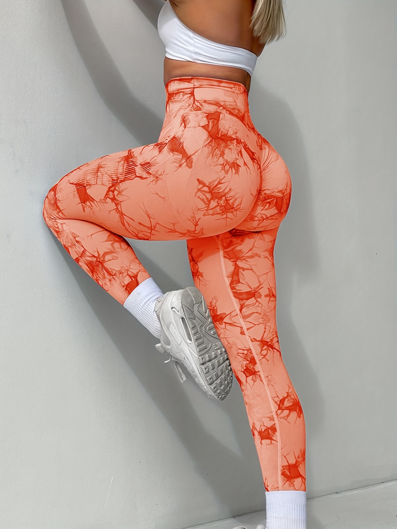 Burnt Orange Yoga Leggings Women, Ombre Tie Dye Fall Autumn High Waisted  Pants Cute Printed Workout Gym Designer Tights -  Canada