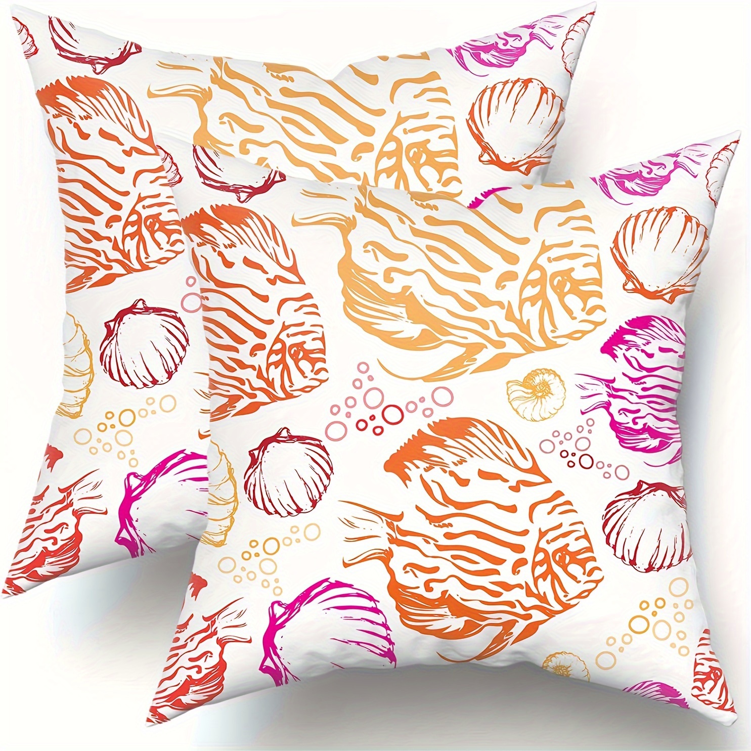 2pcs, Fish Pattern Throw Pillow Cover Blue And Orange Tropical Fish  Decorative Pillow Cases 18x18 Inch Ocean Cotton Square Cushion Cover For  Sofa Bed