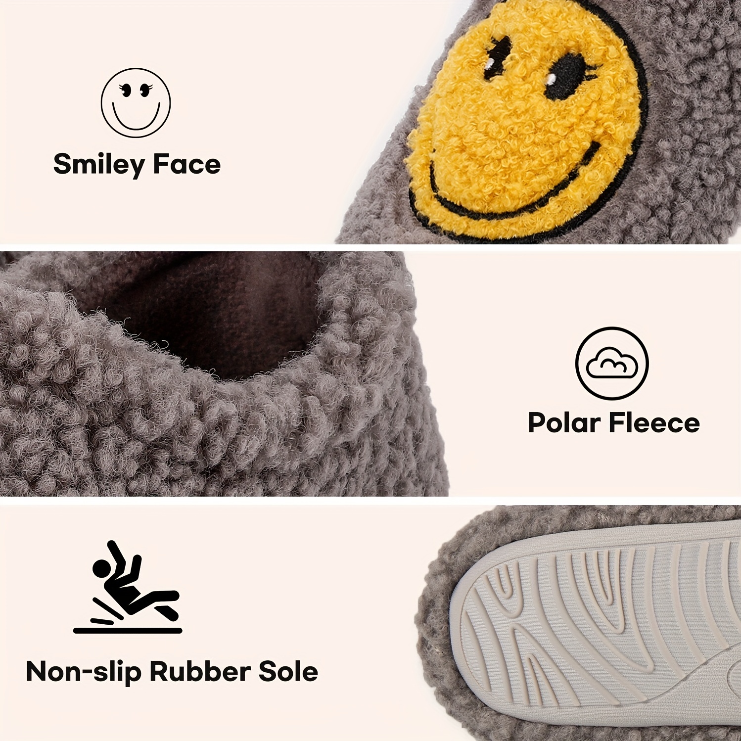 Retro Smile Face Slippers Memory Foam House Shoes