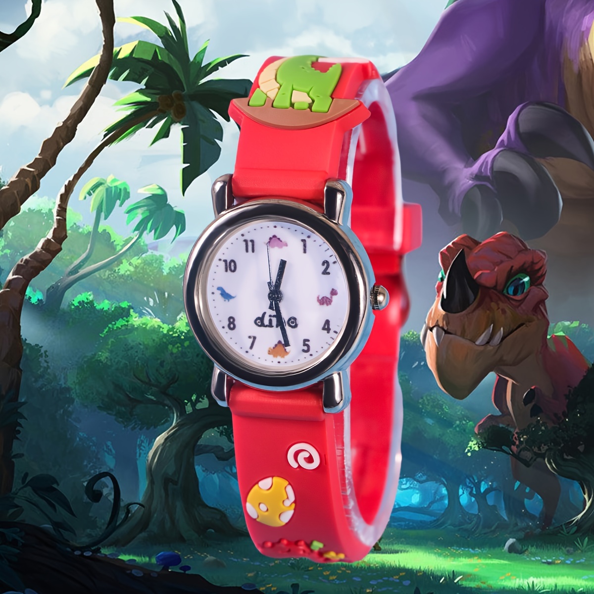  Reloj despertador para niños con dinosaurio, reloj