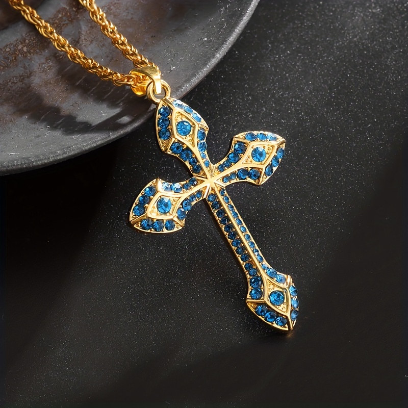 Pendentif Croix Vintage Avec Zircon Et Péridot, Chaîne Rétro, Bijou Femme, 4701