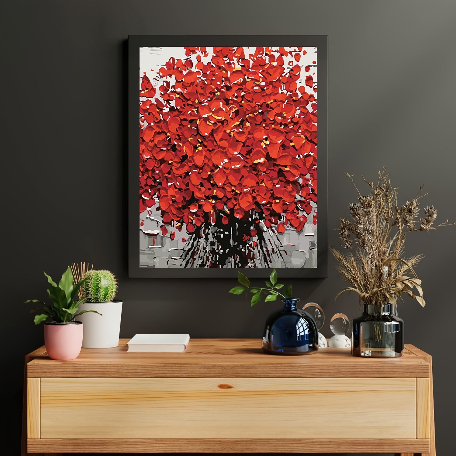 Paint By Number For Adults Beginner Canvas Red Flowers - Temu