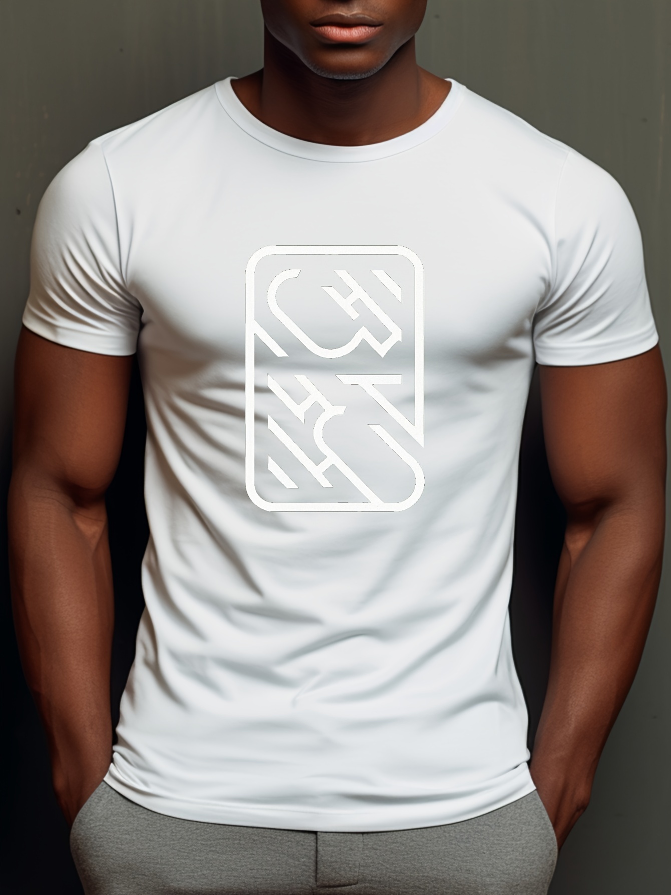 T-shirt décontracté à col rond pour hommes, haut à imprimé dessin