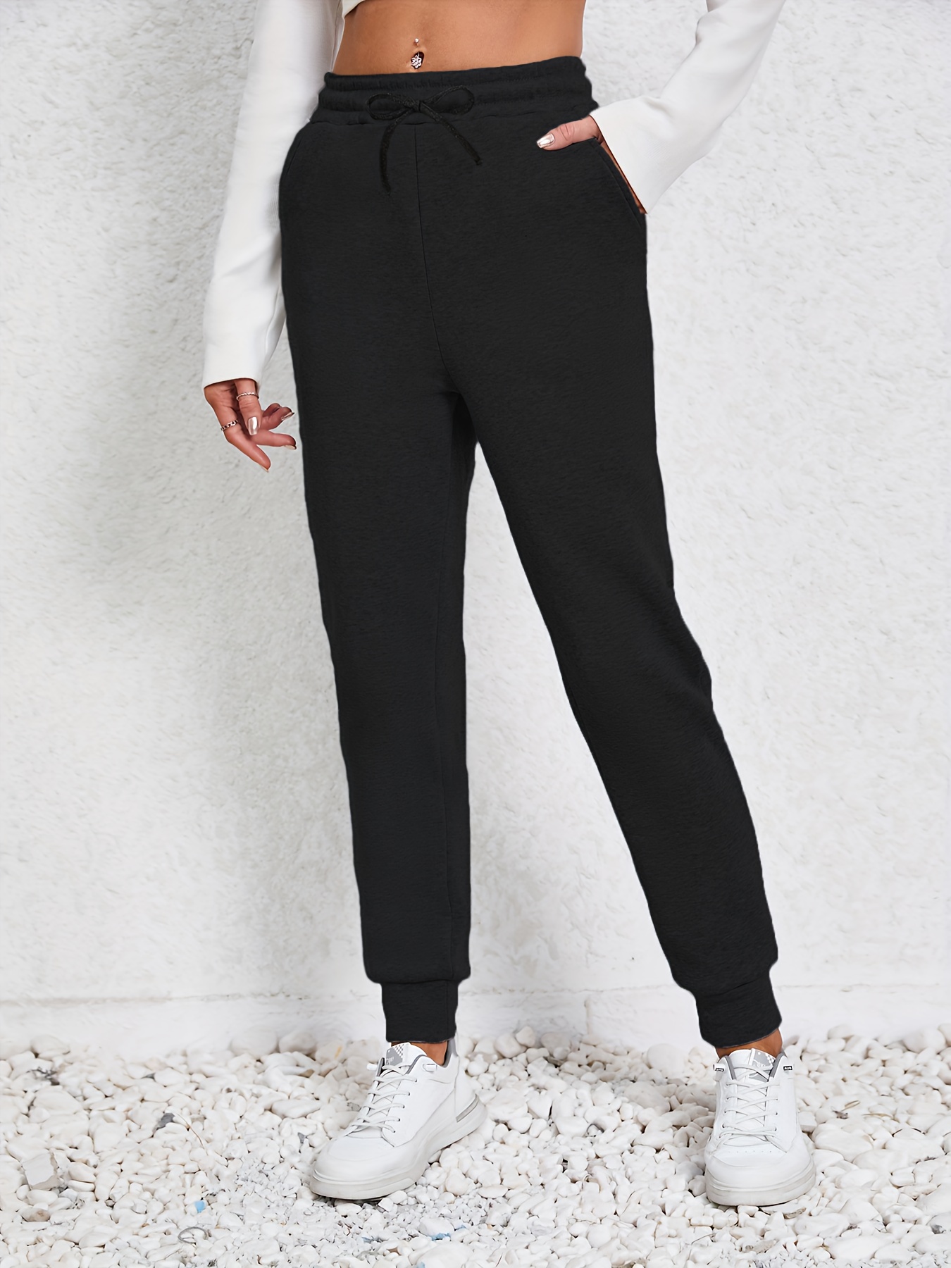 Plus Size Sports Pants Women's Plus Solid Stitching V - Temu
