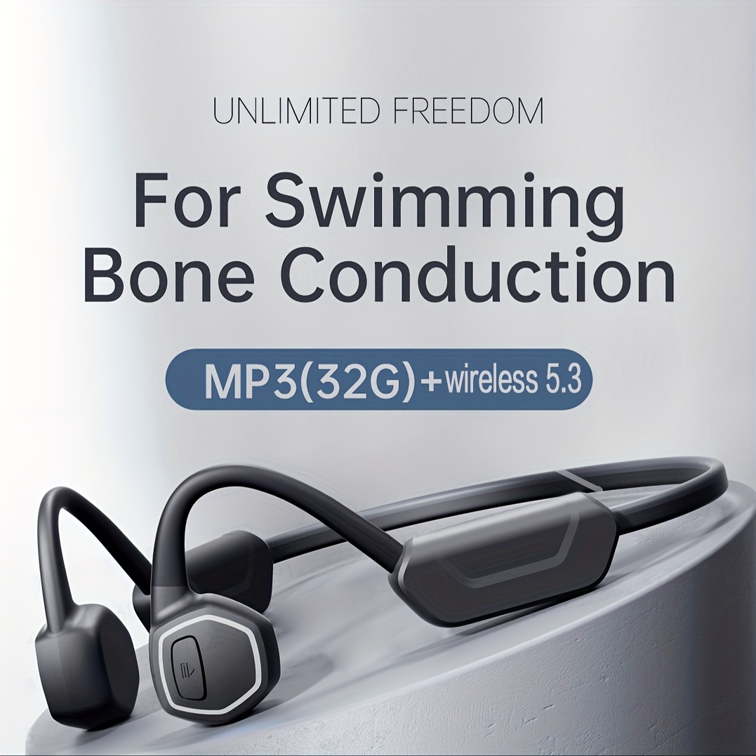 Casque à conduction osseuse sans fil Bluetooth IPX8 lecteur MP3 Natation  étanche avec micro