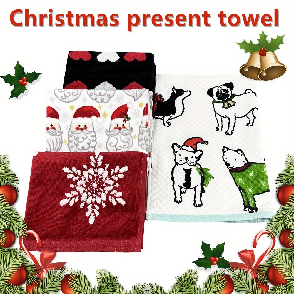 Christmas Decoration Christmas Hand Towel Hanging Reversible Terry Cloth  Absorbent Towel Kitchen Towel Toilet Towel Christmas Gift - Temu