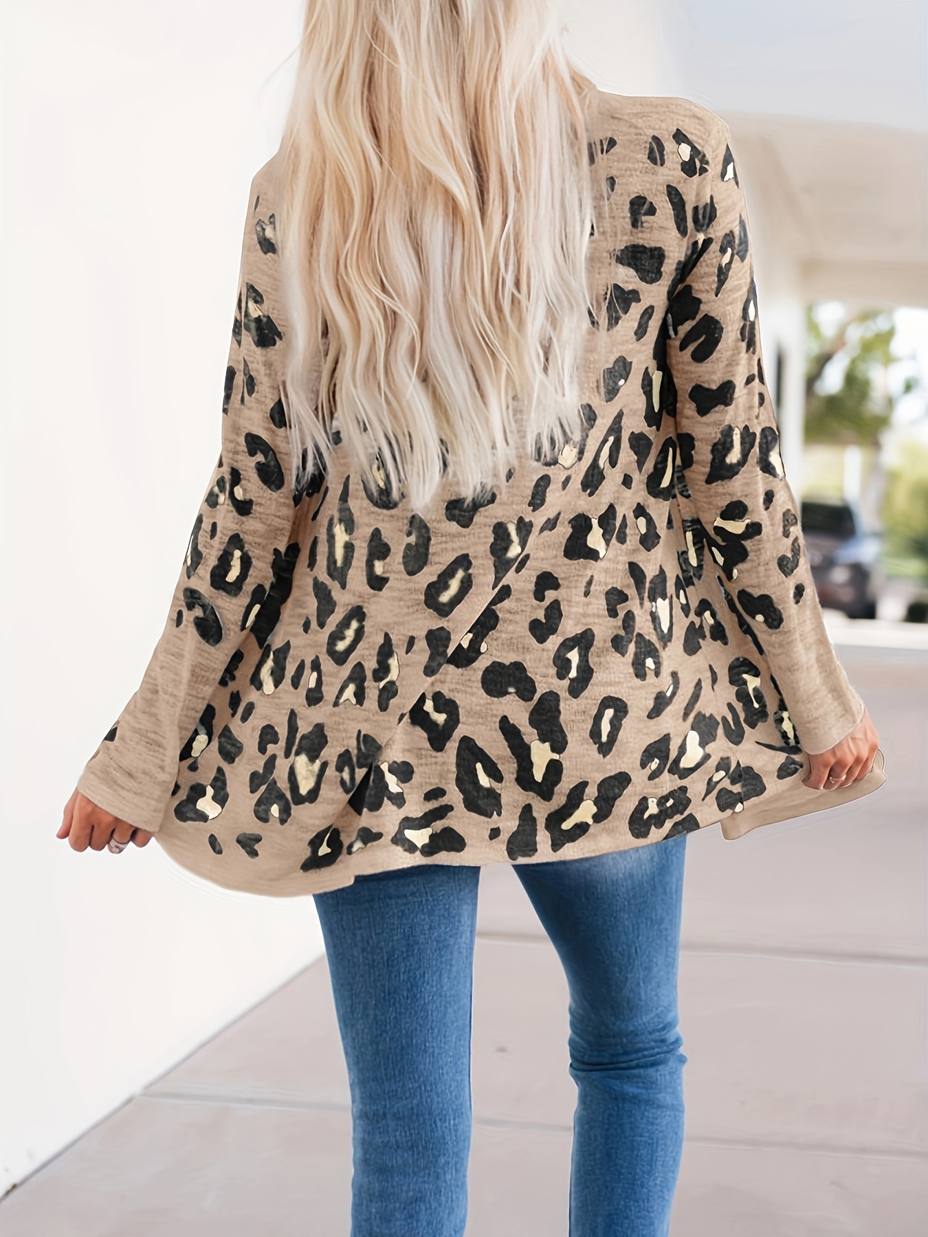Leopard Print Long Sleeve Cardigan for Women