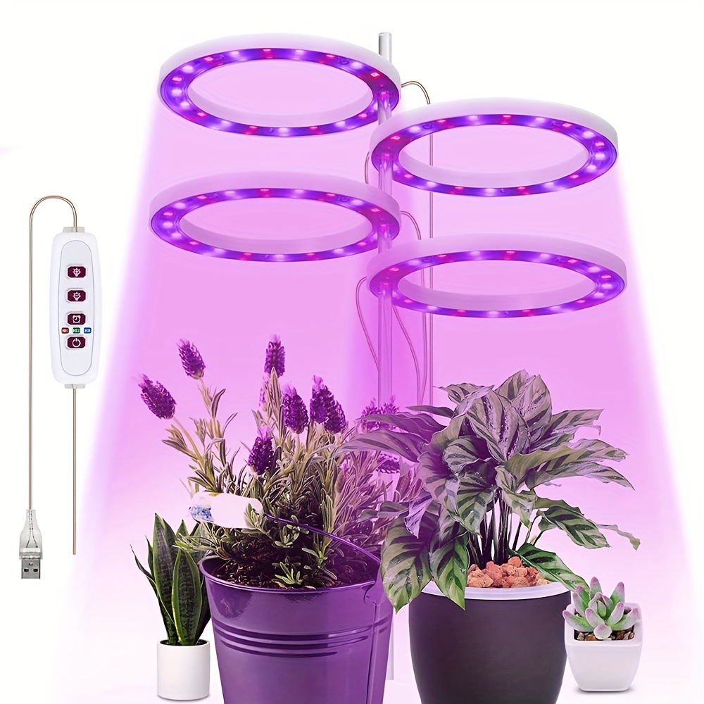 

1 Set, Led Plant Grow Light, Full Spectrum Usb Plant Halo Grow Light, Automatic On/off Timer, 3 Light Colors 10 Adjustable Brightness, Suitable For Indoor Plants Potted Succulent Small Plants