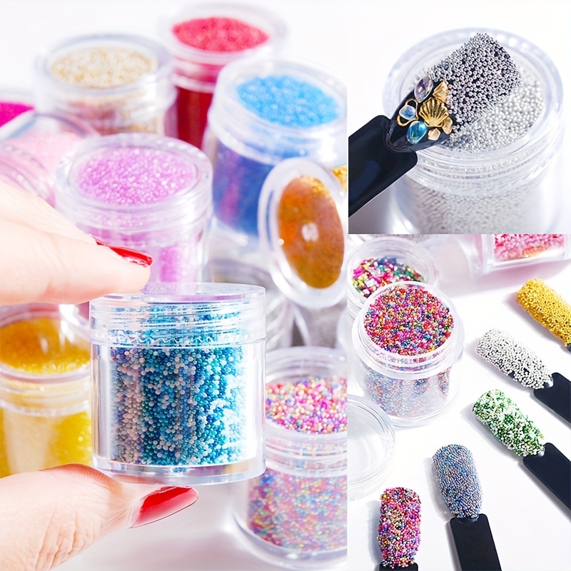 Caviar Beads Nail Crystals Micro Pixie Beads Multicolor Glass Pixie  Crystals for 3D Nail Art DIY Charms Decorations - style 3