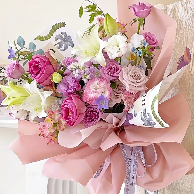 Envoltura de flores de papel de estilo coreano, 20 hojas de ramo floral  translúcido, suministros de embalaje de regalo, floristería, impermeable