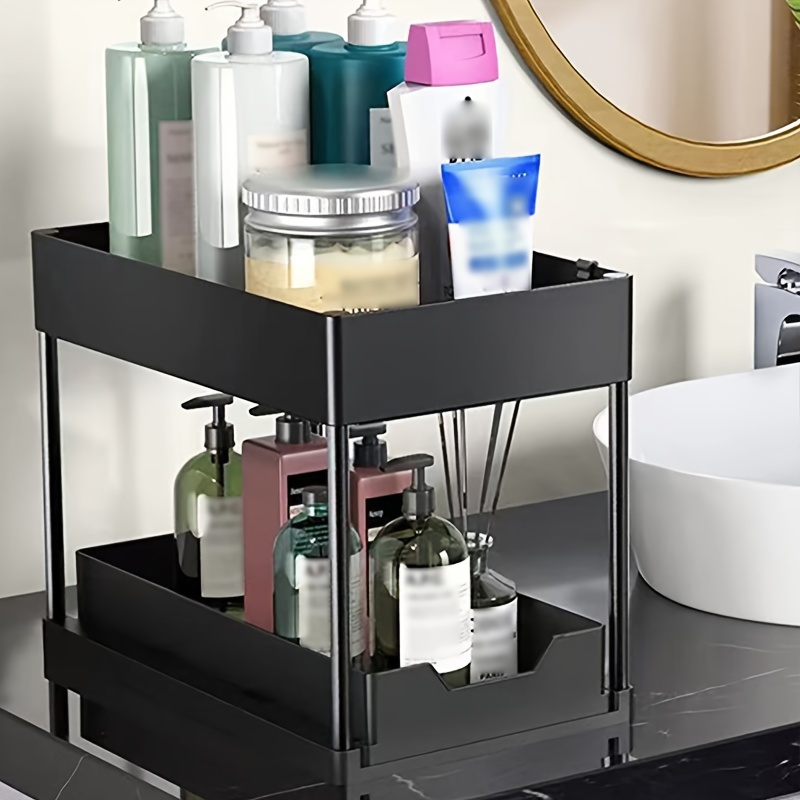 Double Layer Bathroom Organizer Shelf, Cosmetic Display Storage Rack,  Multi-functional Bathroom Countertop Shelves, 2 Tier Bathroom Vanity Tray  For Perfumes, Makeups, Toiletries And Skincare, Bathroom Accessories - Temu