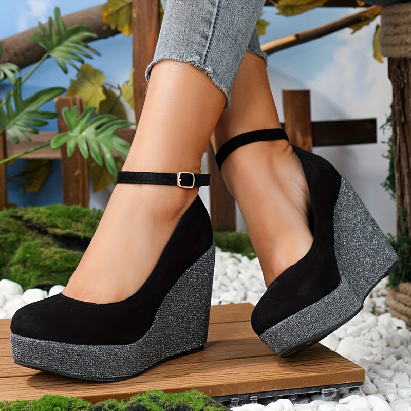Women's Platform Wedge Heels, Fashionable Slip On High Heels, Comfortable  All-Match Shoes