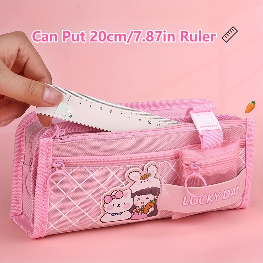 Cute Pencil Bag Big Capacity Pink Oxford Pen Case Stationery