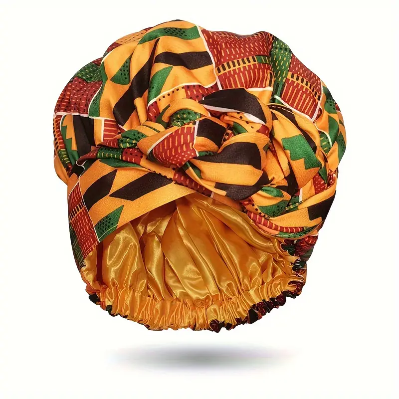 boho geometric print turban hat satin lined head wraps vintage lace up headscarf beanies bandanas for women details 2