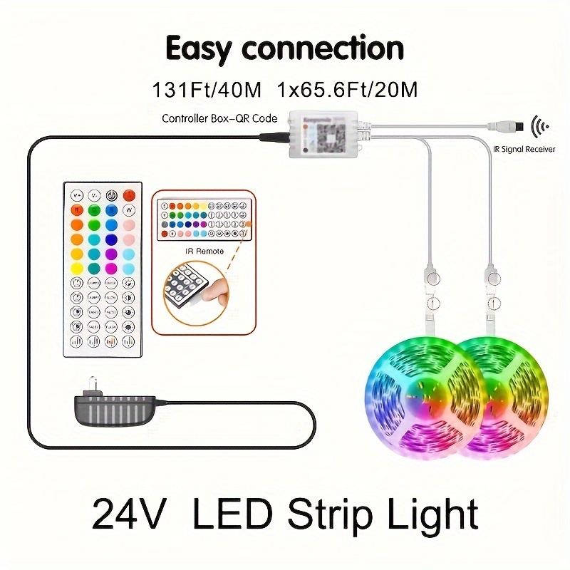 Keepsmile 100ft Led Strip Lights (2 Rolls of 50ft) Bluetooth Smart App  Control Music Sync Color Changing RGB Led Light Strip with Remote,Led  Lights