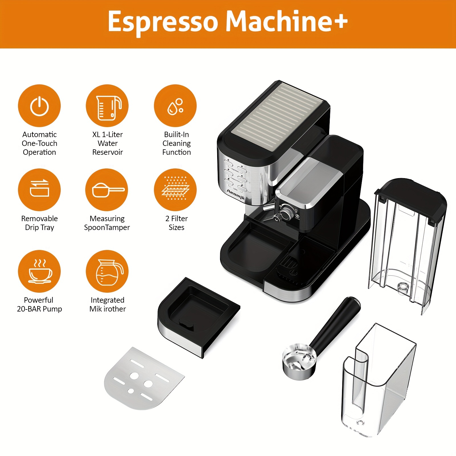 EU Plug 1pc Máquina De Café Espresso, Con Espumador De Leche / Varita De  Vapor Incorporado, 800W