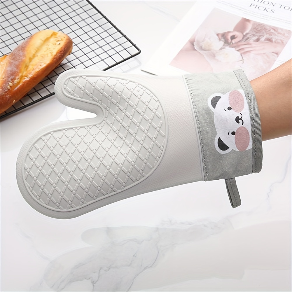 Two-finger Silicone Oven Mitt, Thickened Anti-scalding Heat