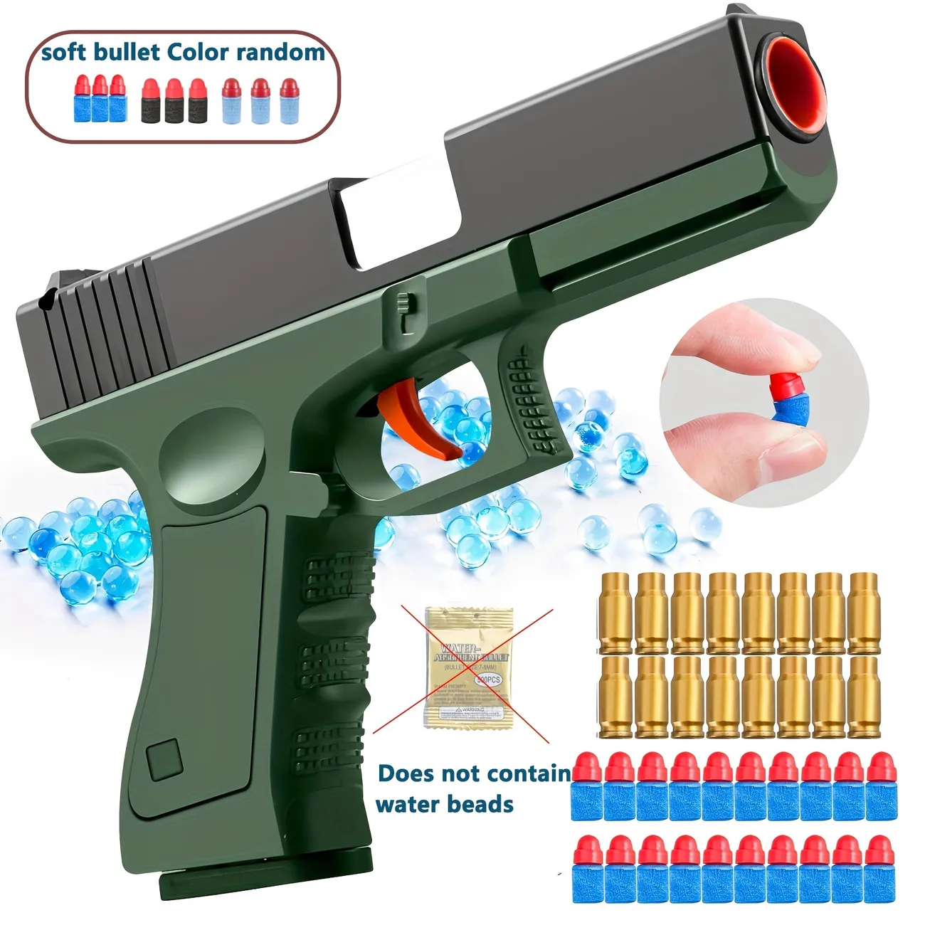 Toys Foam Blaster Gun Soft Bullet Shell Ejecting Outdoor Shooting Game Splatter Gel Ball Dart Pistol