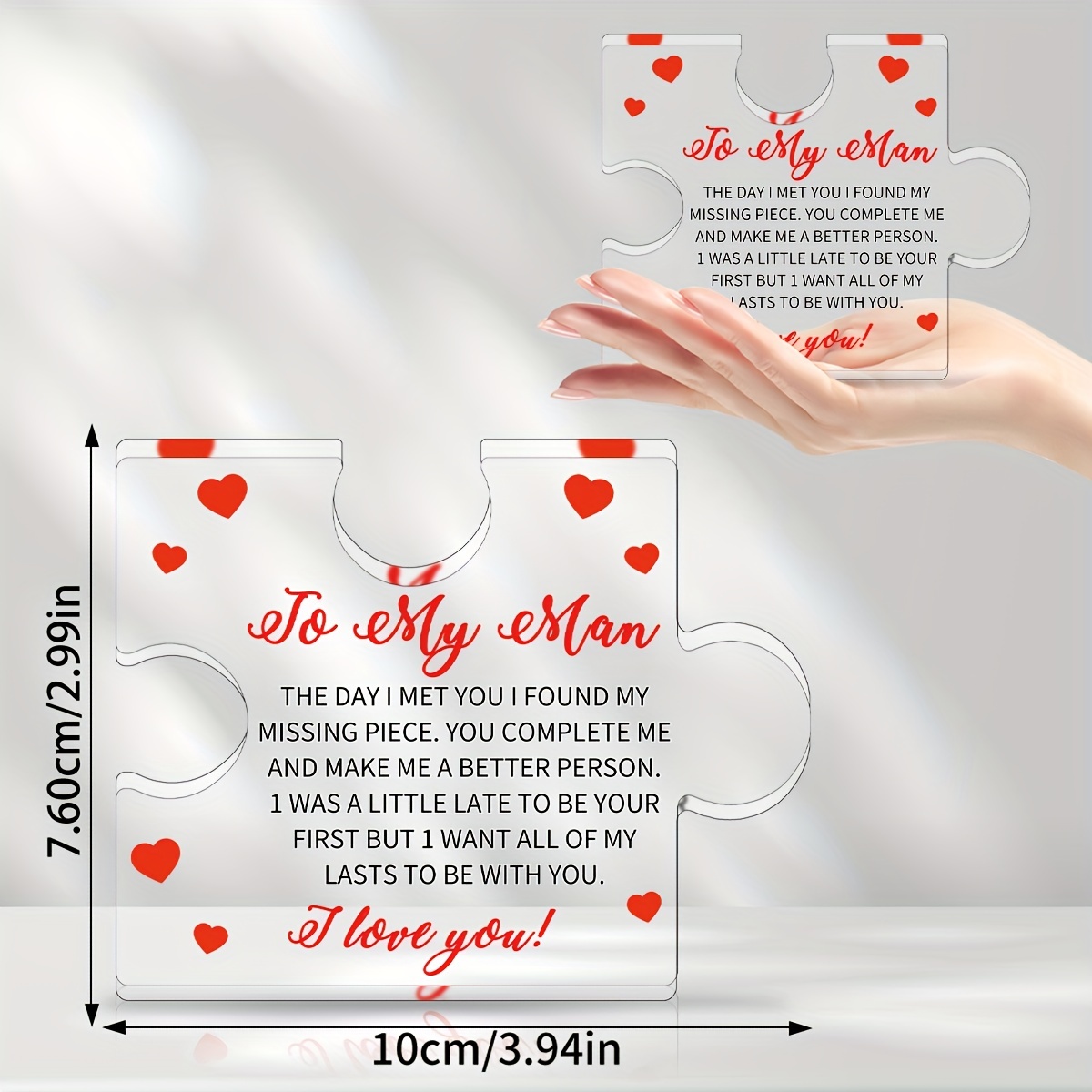 Valentines Day Gifts for him - Engraved Acrylic Block Puzzle