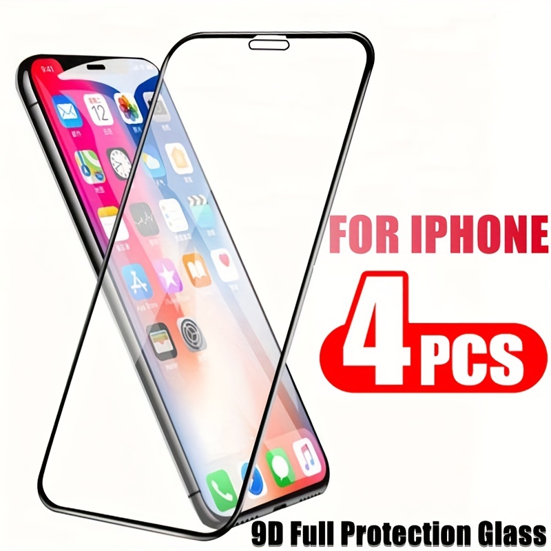 4 Pezzi Di Vetro Temperato Protettivo Per IPhone 13 11 12 14 Pro Max Mini  Protezione Schermo XS Max X XR 8 7 Plus Copertura Completa In Vetro - Temu  Italy