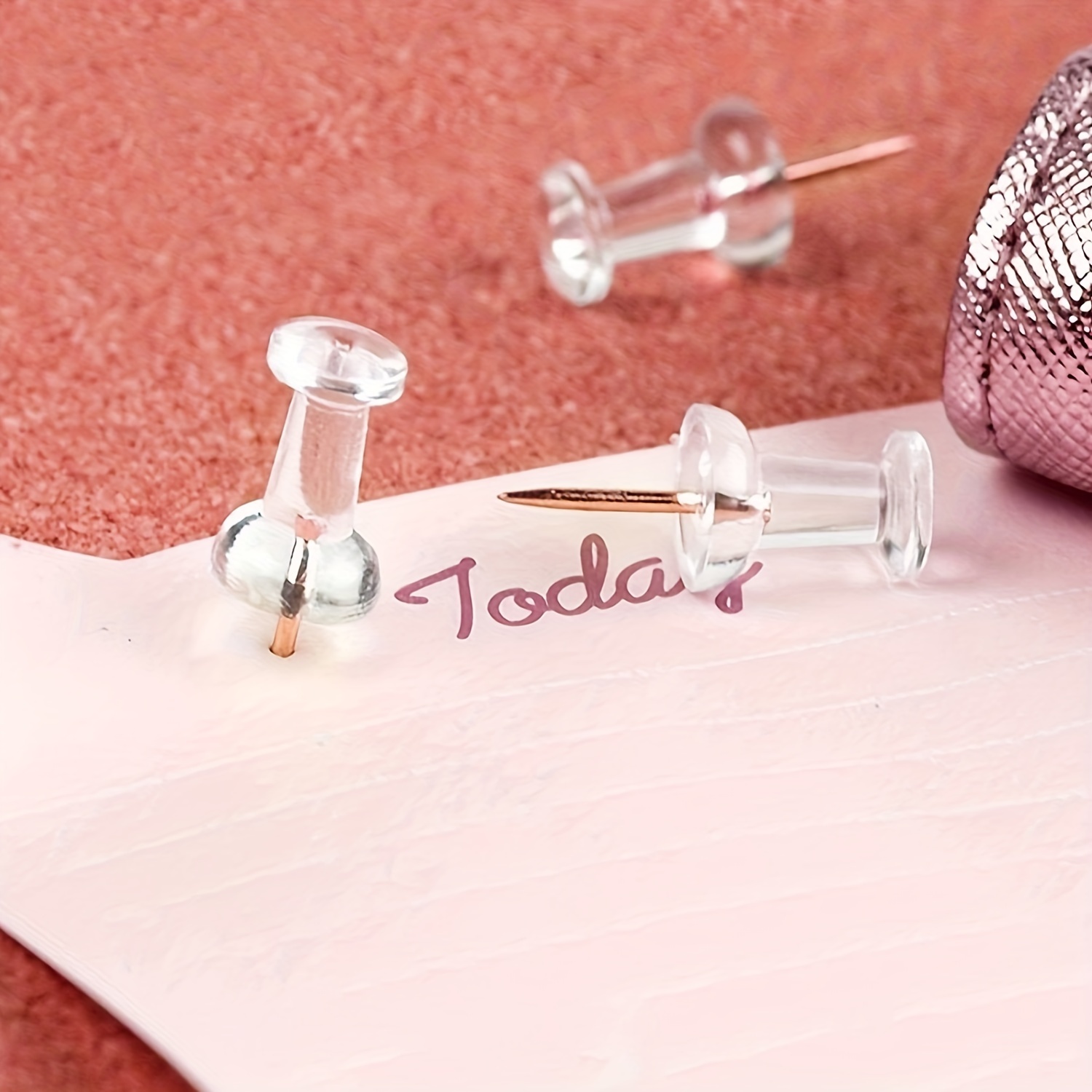 Push Pins: Clear Plastic Head Steel Point Thumb Tacks - Temu