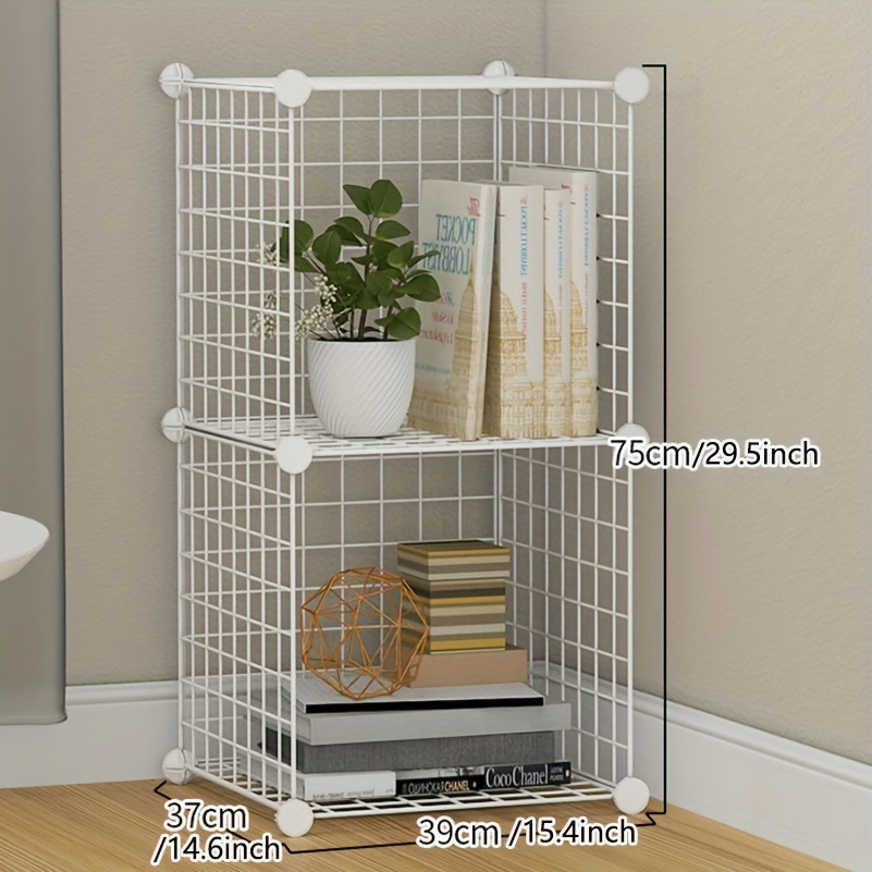2pcs Stackable Metal Wire Cube Storage Rack - Freely Combinable Bookshelf  for Books, Toys, Crafts, Plants, and Pets - Multi-purpose DIY Storage Soluti
