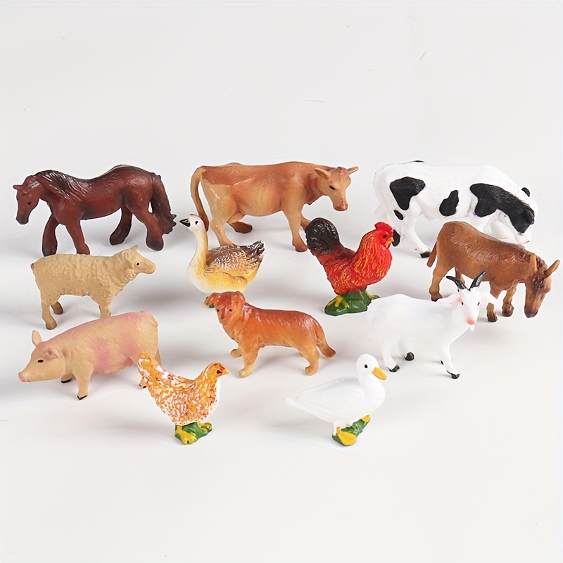 Conjunto Animales Salvajes Granja Figuras Acción Modelos - Temu