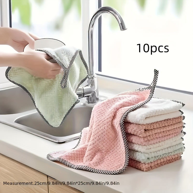 Double Sided Cationic Color Absorbent Water Ripple Stripes Non Stick Oil  Rag Absorbent Dishwashing Cloth Suitable for Kitchen