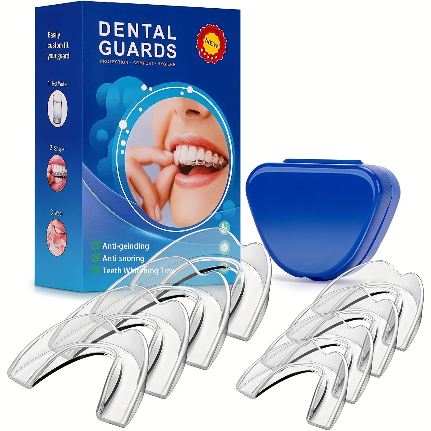 4 Protège-dents en silicone confortables pour la nuit, grincement des  dents, sans BPA, contre TMJ, bruxisme et protection contre les dents,  empêcher
