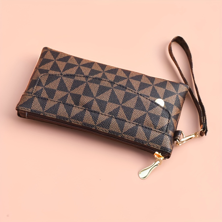 Classic Geometric Pattern Long Wallet, Large Capacity Zipper Around Coin  Purse, Elegant Clutch Purse - Temu Austria