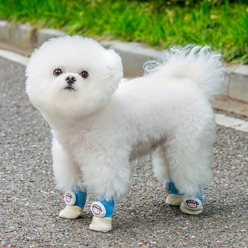4pcs Warm Puppy Dog Socks Soft Pet Knits Socks Cute Cartoon Anti Slip Socks  Warm Puppy Dog Shoes Small Medium Dogs Pet Product