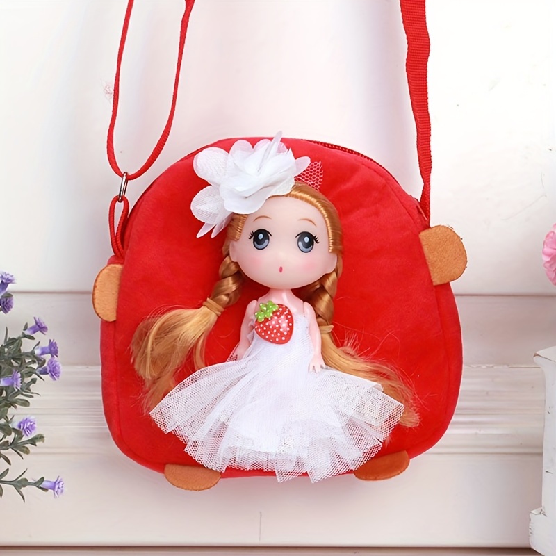 Kids Doll Decor Crossbody Bag with Wide Strap