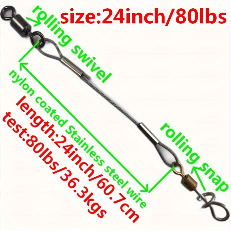 Long Line Snap Clip 3Pcs Stainless Steel Fishing Swivels Snap