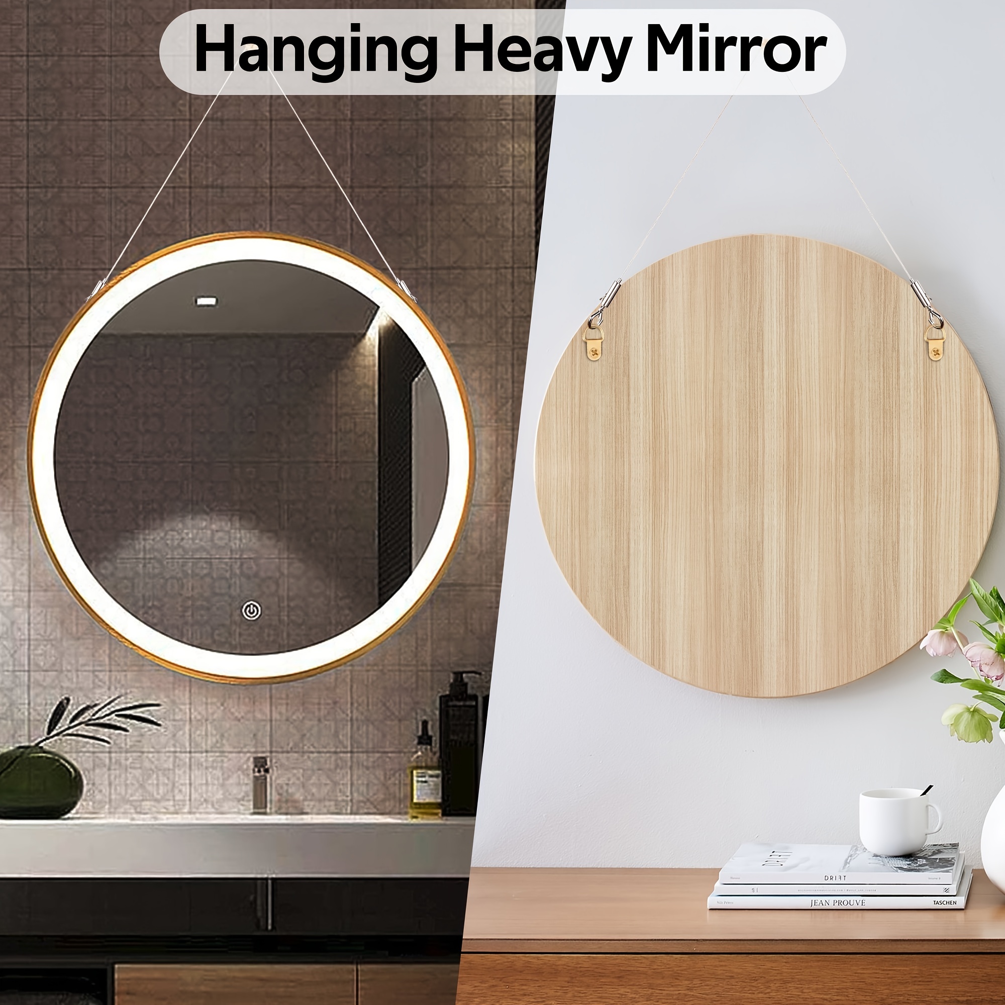 Adjustable Picture Hanging Wire Mirror Frame Kit Heavy Duty - Temu Canada