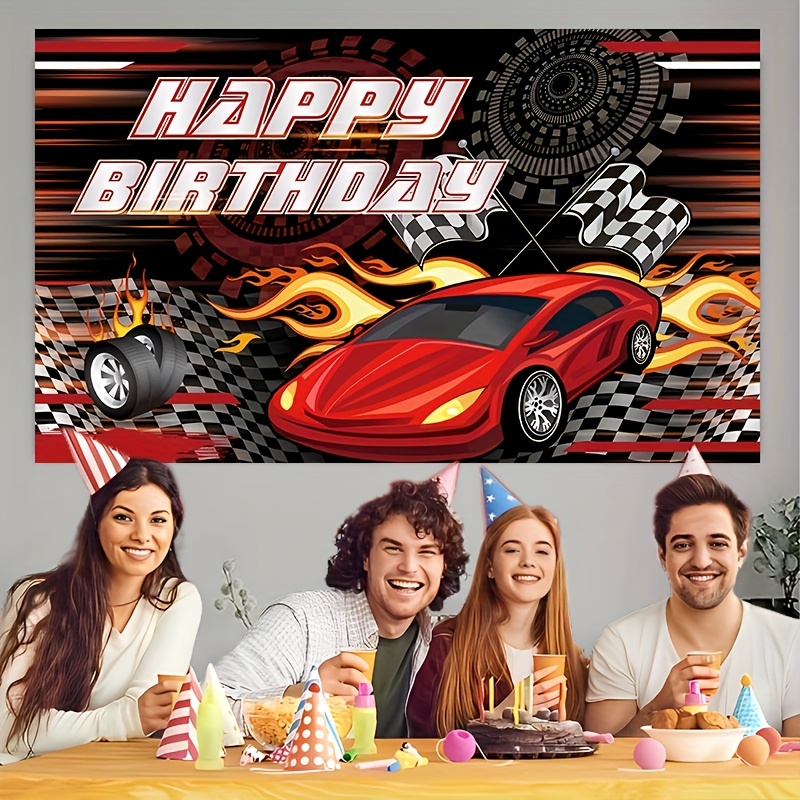 WERNNSAI Toile de Fond de Voiture de Course 185 x 110cm - Décorations de  Fête d'anniversaire sur Le Thème de la Voiture de Course pour Les Garçons  Bannière Photographie Décor de Fond