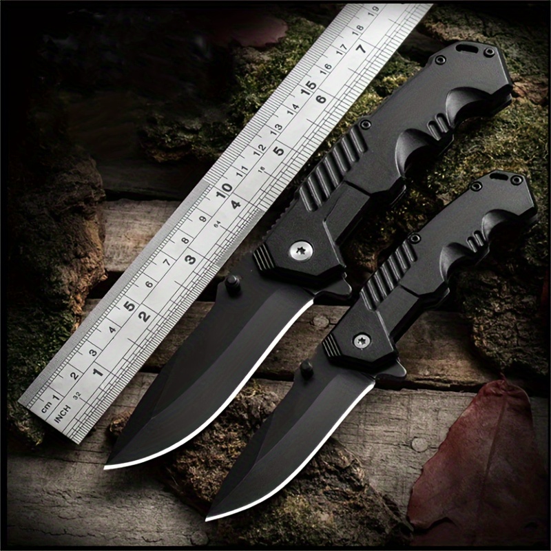 12 Hunting Bayonet Tactical Folding Knife Survival Army Knife 440 Blade  With Leather Knife Cover