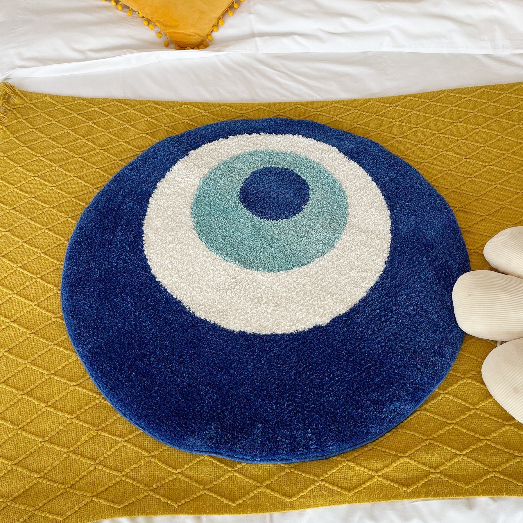 Evil Eye Circle Rug Plush Carpet Ultra Soft Fluffy High Halloween