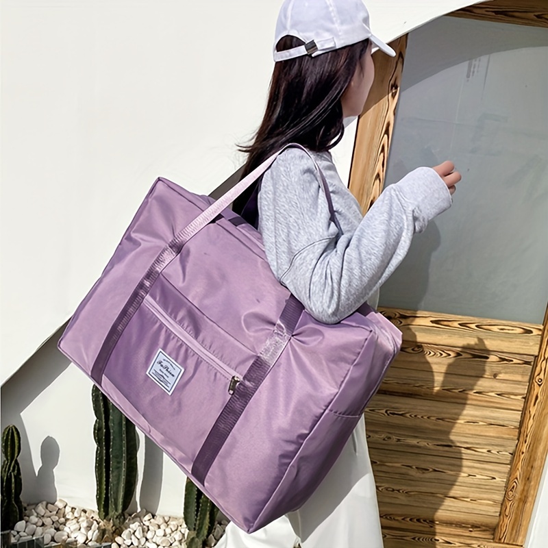 Purple tote bag online with zipper