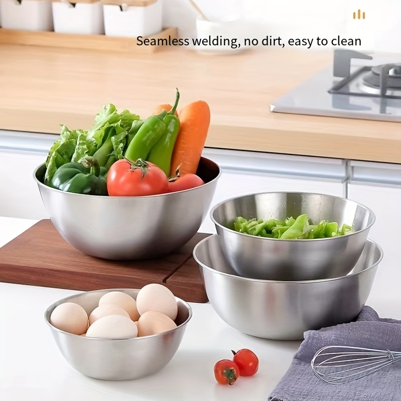 Stainless Steel Mixing Bowls, Salad Mixing Bowl Set,, For Food Storage,  Meal Prep, Salad And More, Kitchen Gadgets, Kitchen Accessories - Temu
