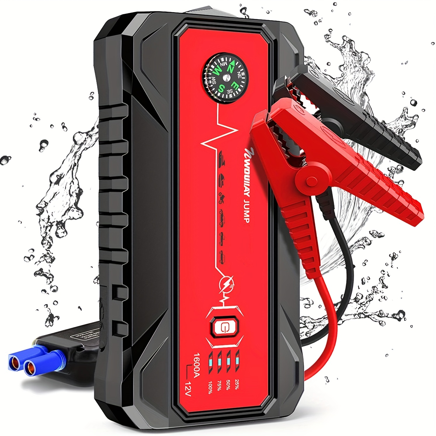Car Portable Car Emergency Starting Power Supply, USB Charging Rechargeable  Lithium Battery, With LED Light