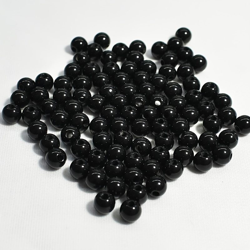 About 4mm Black Round Loose Beads Solid Color Energy With - Temu