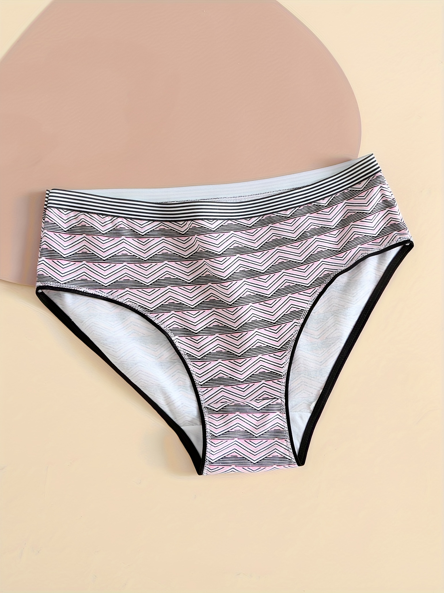 Medium High Waist Panties. Grey Striped and Lace Panties. All Sizes. 