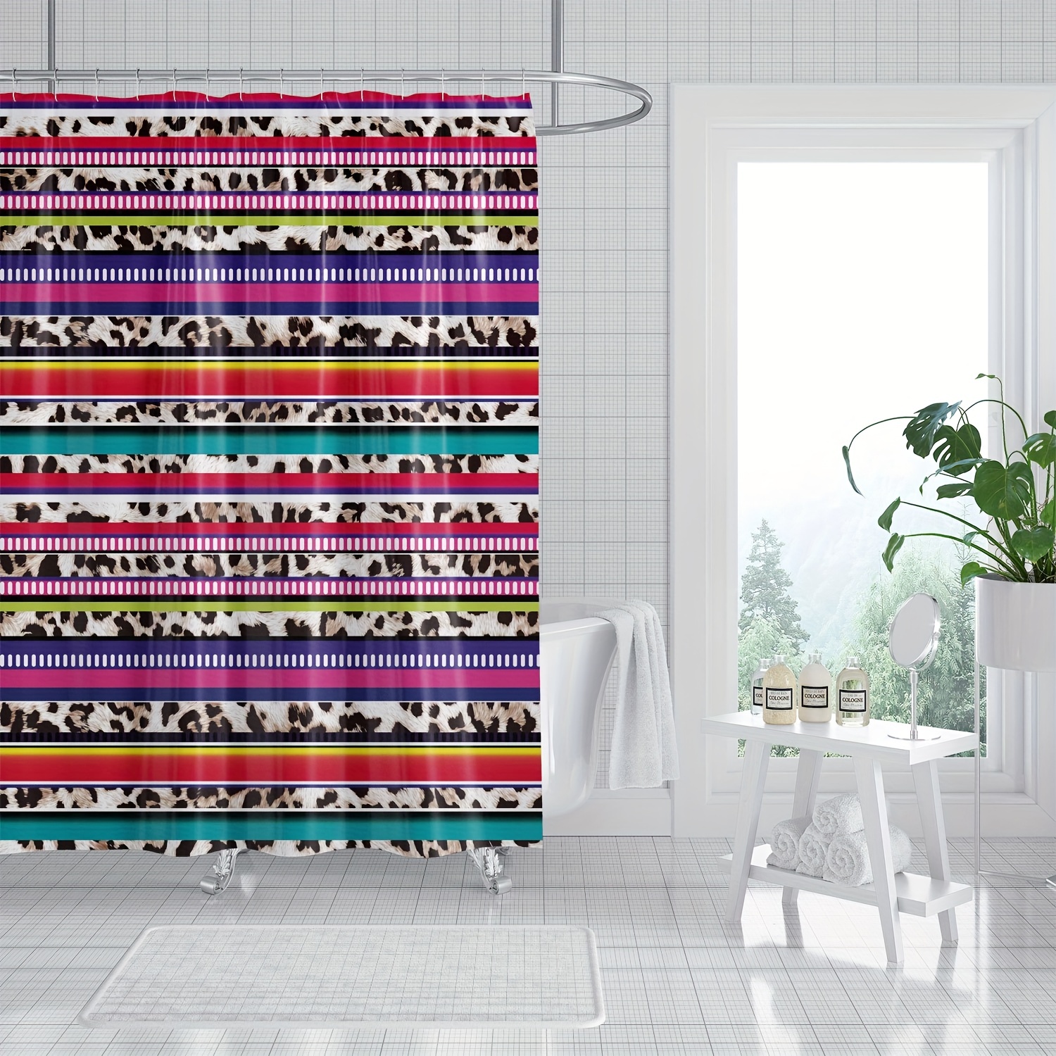 Grunge Brick Wall Texture Bathroom Shower Curtain Liner Waterproof Fabric  Hooks
