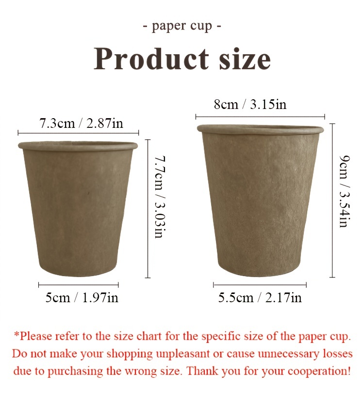 10 50pcs 7 8 oz thickened disposable paper cups kraft paper cups coffee cups milk tea cups coffee cups beverage cups food grade for birthday weddings holidays halloween christmas new year party supplies details 3