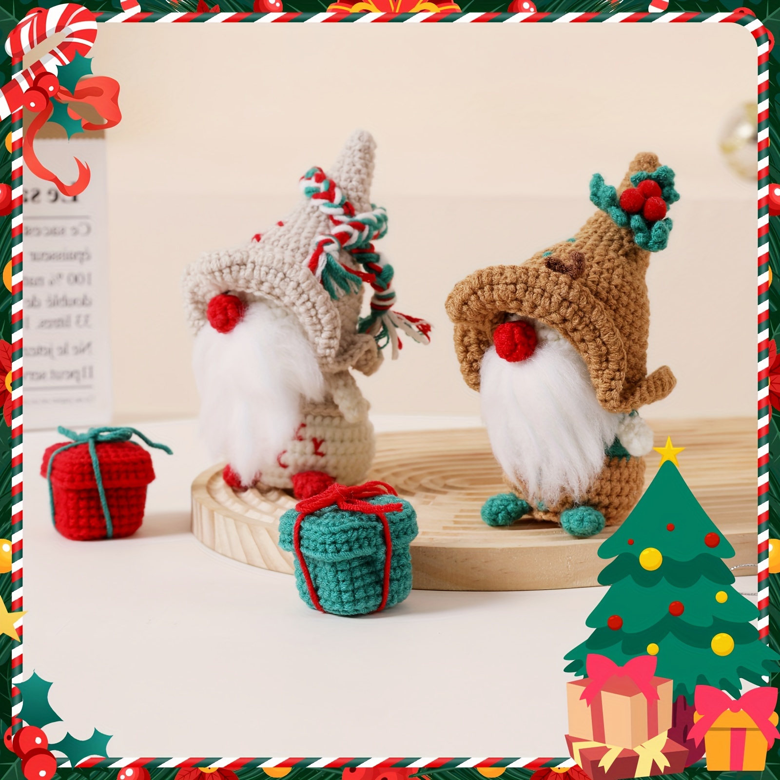 Lyrow 3 Pcs Christmas Crochet Set for Beginners Gnome Beginner Crochet Set  for Adults DIY Knitting Kit with Videos, Yarn, Crochet Hook Accessories