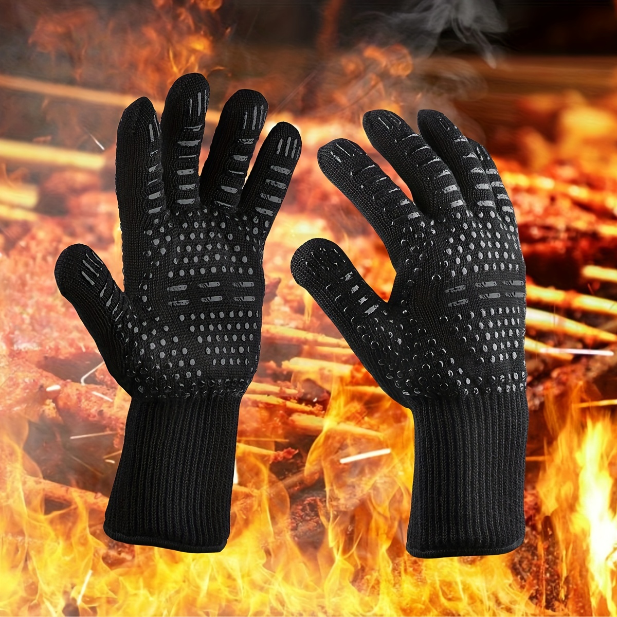  N\C B B Q guantes guantes resistentes a altas temperaturas 500  800 grados Barbacoa ignífugo aislamiento térmico microondas horno guantes :  Hogar y Cocina